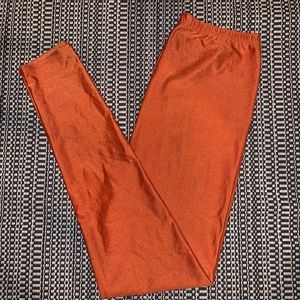 Orange Metallic High Rise Spandex Leggings